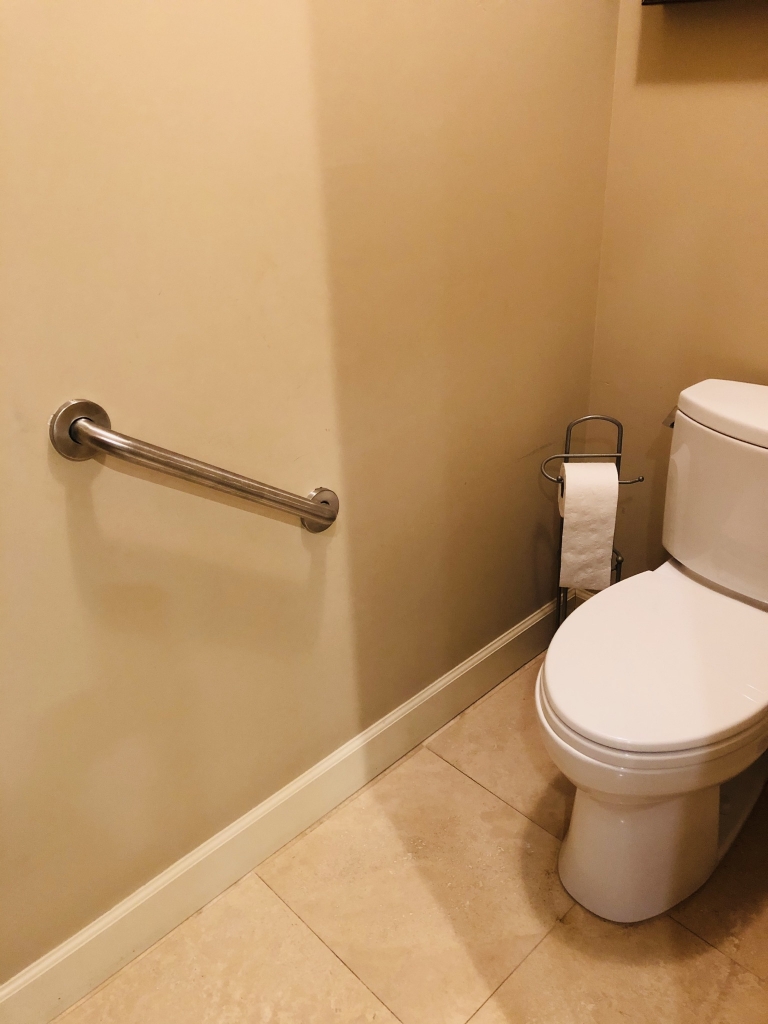 Toilet grab bar installation